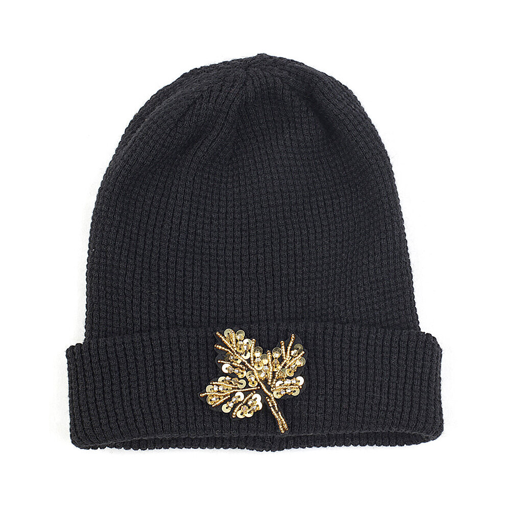 Women Men Knitted Cashmere Beanie Hat With Maple Leaves Accessories Autumn Winter Warm Cuff Hat Adult Beanies Skullies Cap-image-OPC-PBQQV85-NEW
