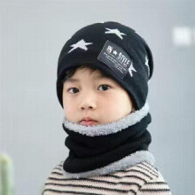 Autumn and winter children's hats and scarves a two-piece set of boys and girls knitting wool hats and fluffy thick winter warm