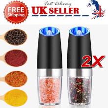2PCS Electric Salt And Pepper Grinder Set Coarseness Gravity Sensor UK