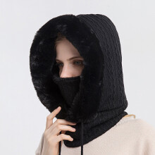 Winter Warm Fleece Hat For Women Hooded Neck Scarf Face Beanies Windproof Thermal Balaclava Hat Outdoor Cycling Hiking Ski Cap