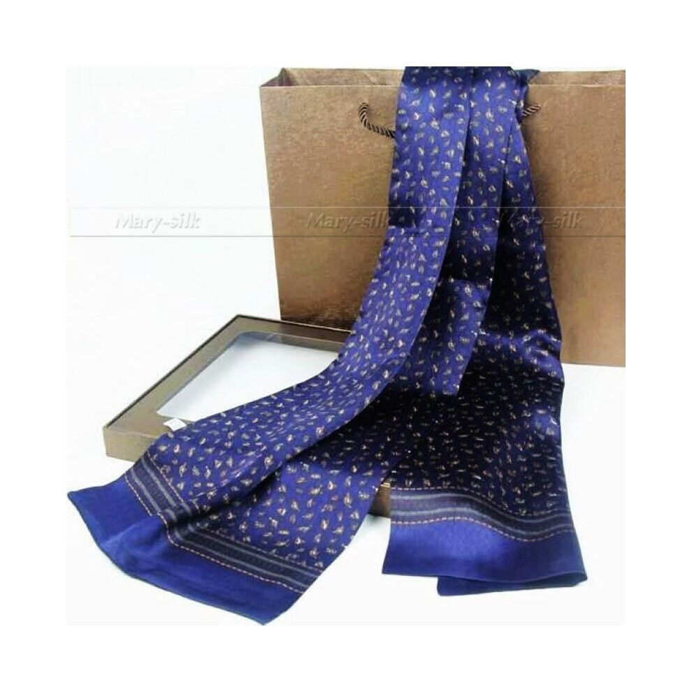 Mens 100% Silk Long Scarf Cravat Scarives Double Layered__ For Spring Autumn Winter-image-OPC-PBQQWCR-NEW