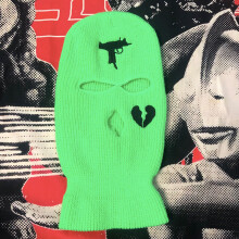 Autumn Winter Cosplay Game Knitted Hats Embroidery Broken Heart Balaclava Full Face Cover Ski Mask 3 Hole Tactical Hat