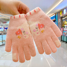 Winter Children Cartoon Knitted Plush Thickened Five Fingered Gloves Baby Girls Soft Outdoor Windproof Warm Gloves Kids Gloves