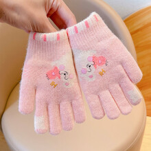 Winter Children Cartoon Knitted Plush Thickened Five Fingered Gloves Baby Girls Soft Outdoor Windproof Warm Gloves Kids Gloves