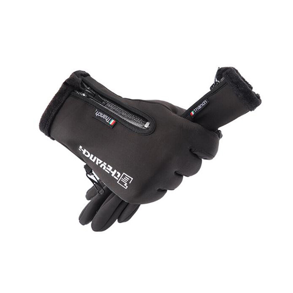 (-M) Moto Touch Screen Motorbike Racing Riding Gloves Winter Motorcycle Gloves Winter Thermal Fleece Lined Waterproof Heated Guantes Black 885658008239