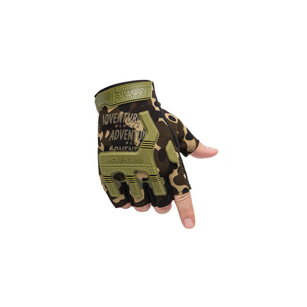 (Camouflage White-Xl) Fingerless Tactical Gloves Camouflage Military Mittens For Fitness Gym Male Antiskid Motocycle Men Women Moto Half Finger Gloves Multicoloured 885658009243