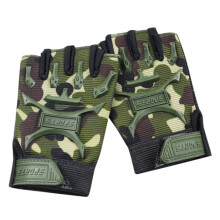 (Army Green White-M) Children Sport Gloves Half Finger Outdoor Non slip Cycling gloves for boys Girls Training Gloves with Wrist Support Adjustable