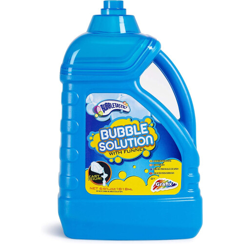 Grafix 1.8L Bubble Solution with Funnel - Assorted Colors, Ideal for Bubble Machines & Toys