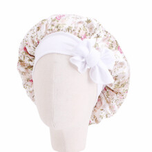 Adjustable Lace Up Satin Bonnet for Unisex Kids Floral Printed Bandanas Girls Sleeping Cap Hair Care Caps Head Wrap Scarf