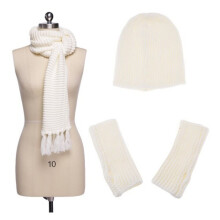 Womens Knit Hat and Scarf+Gloves Winter Set Knitting Skullcaps Collars