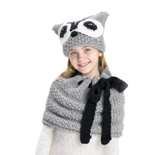 K1ME Owl Cartoon Baby Hat Scarf Set Autumn Winter Knitted Thermal Set for Boys Girls Children Infant Toddler Age 3-9 2pc