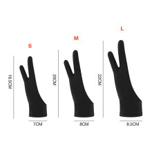 (Black-M) Two-fingers Artist Anti-touch Glove For Drawing Tablet Right And Left Hand Glove Anti-Fouling For Screen Board