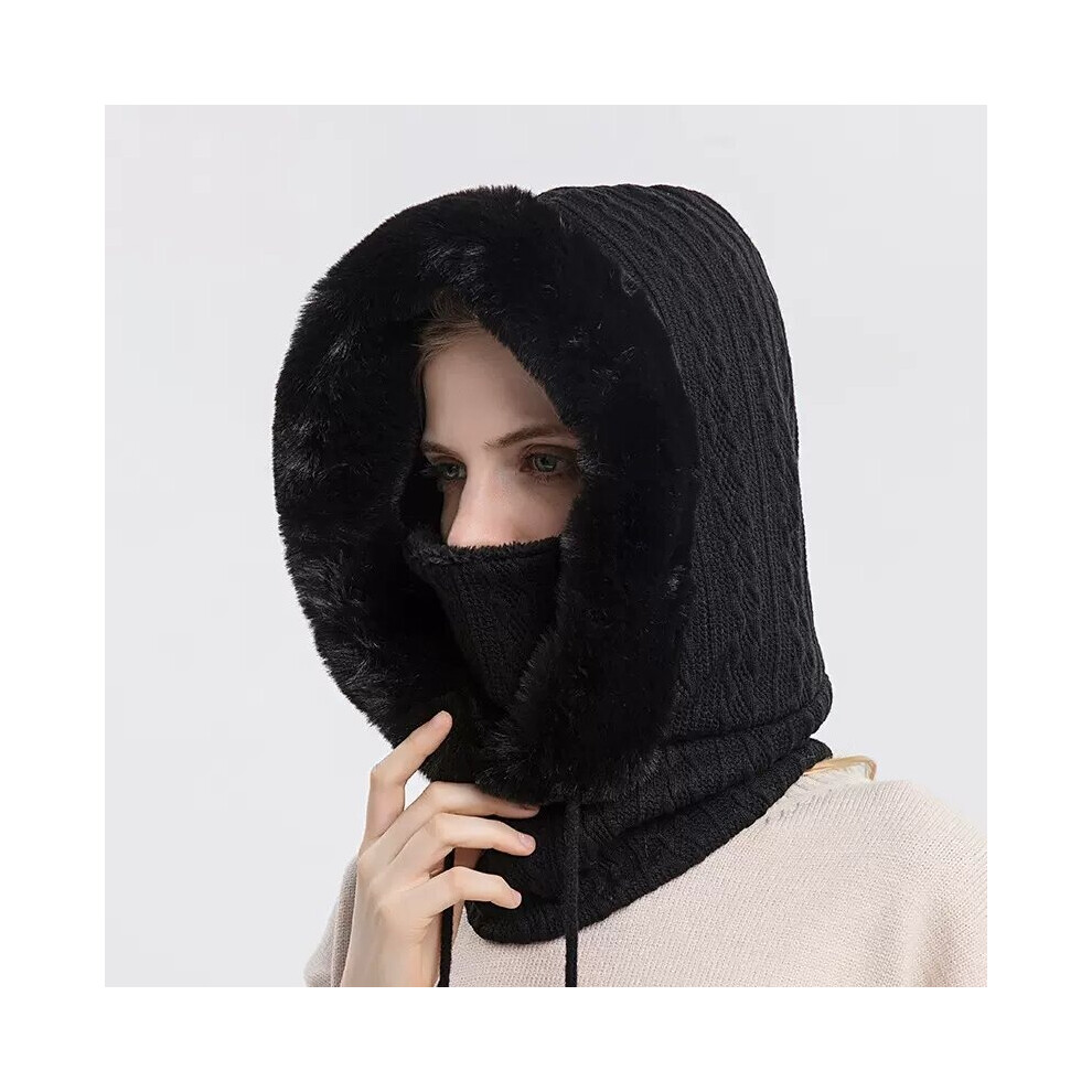Outdoor Cycling Cap Ski Balaclava Winter Windproof Cap Men Women Hood Cap Cold Padded Plush Neck Warmer Hood Beanies Multicoloured 885658021092