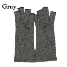 (grey White-S) Pressure Gloves Cotton Pain Relief Joint Care Gloves Unisex Fitness Half-Finger Gloves Therapy Wrist Support Compression Gloves