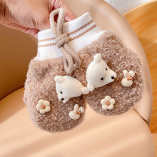 Children Girls Nylon Cartoon Flower Outdoor Warm Gloves Baby Girls Soft Plush Thicken Gloves Kids Windproof Gloves