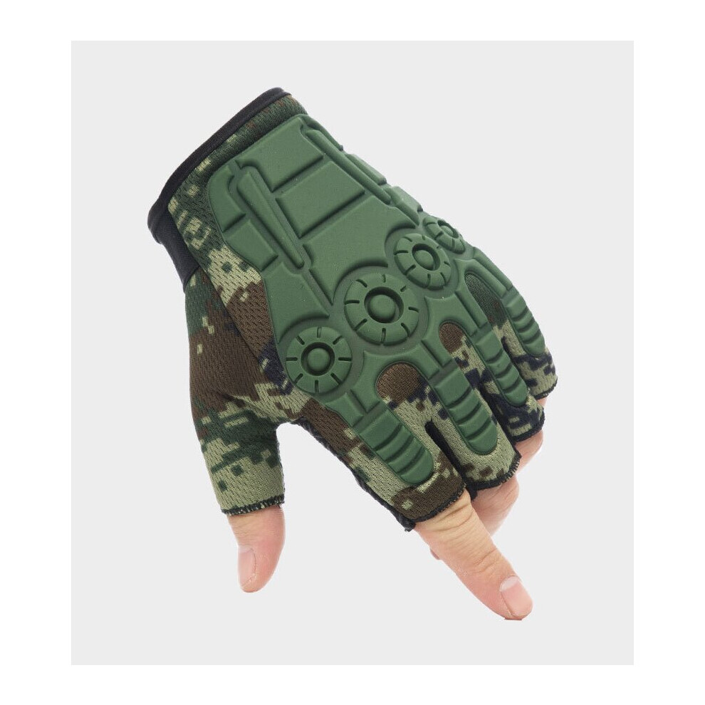 (Camouflage White-M) Outdoor Army Combat Half Finger Gloves Fingerless Gloves For Motorbike Military Tactical Cycling Rekawiczki Taktyczne Multicoloured 885658031589