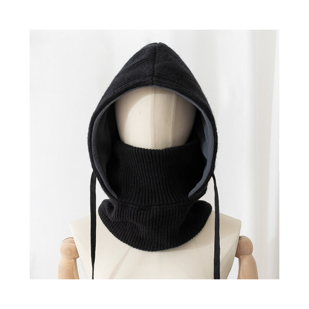 Warm Winter Hooded Scarf Hat With Masks Outdoor Windproof Knitted Beanie Hat Ear Protection Cap Adult Balaclava Multicoloured 885658031831