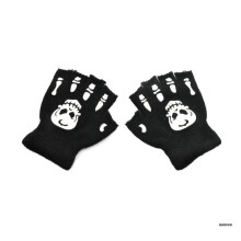 Children Gloves Luminous Skeleton Gloves Hand Warmer Half Finger Mittens