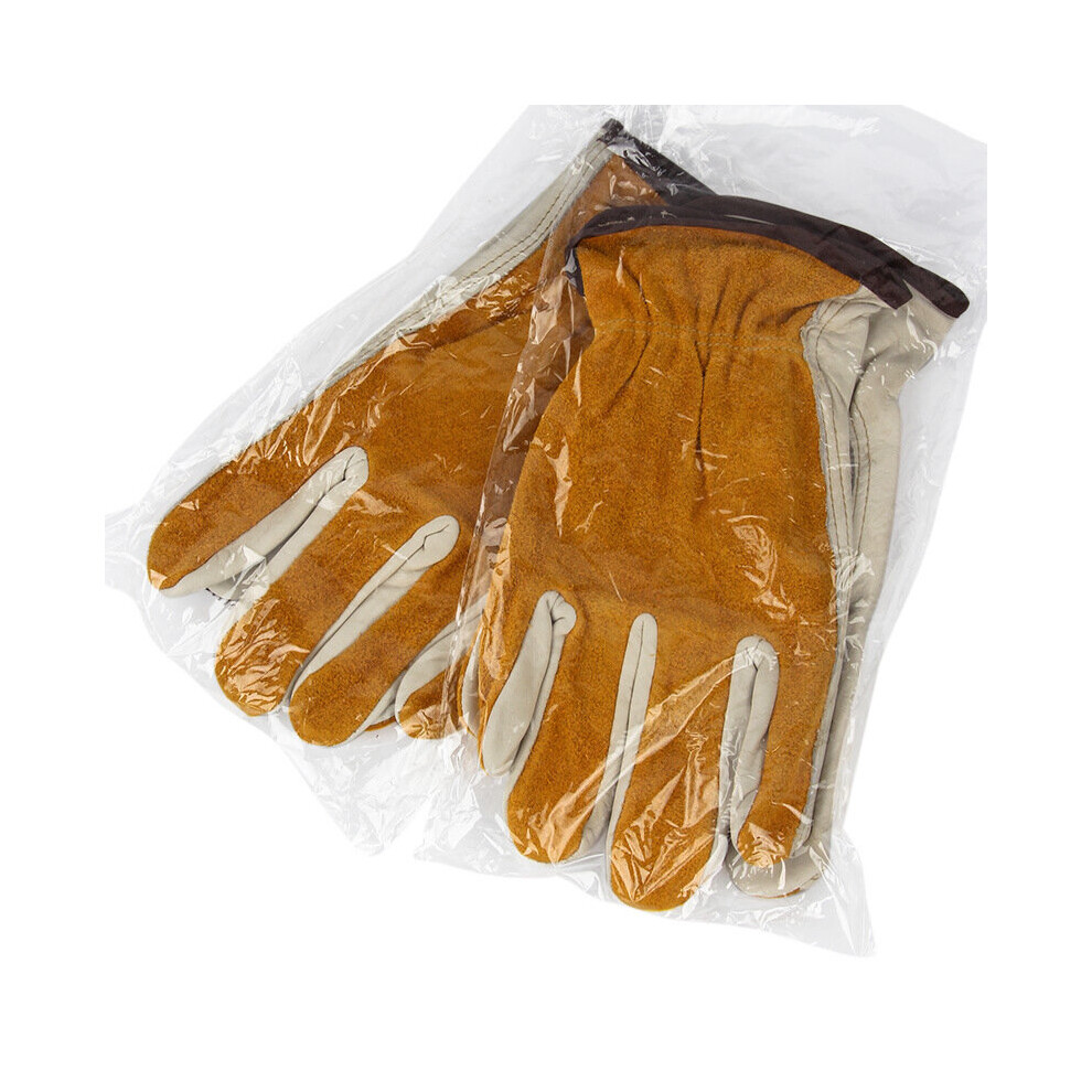 (Orange-Xl) Unlined Cowhide Leather Driver Gloves Work Gardening Heavy Duty Warehouse Farm Truck Argon Arc Welding Protective 885658035259