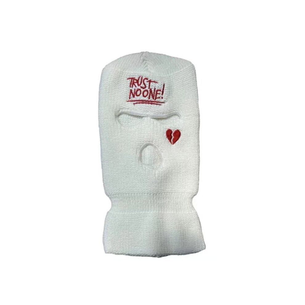 Embroidery Heart Face Mask Motorcycle Tactical Face Shield Balaclava Ski Mask Full Face Mask Cosplay Gangster Mask White 885658037697