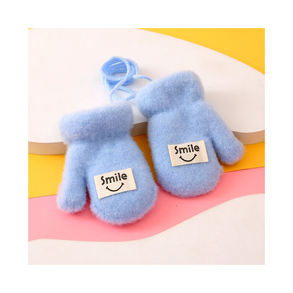 Mitten for Baby Thick Warm Knitted Mittens for 0-2 Years Toddler Hanging Neck Winter Glove Soft Newborn Full Finger