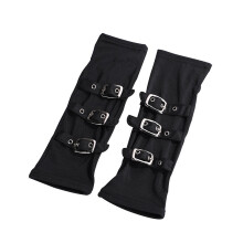 Unisex Steampunk Buckled Up Bondage Arm Warmers With Metal Buckle Straps Women's Gothic Style Fingerless Gloves