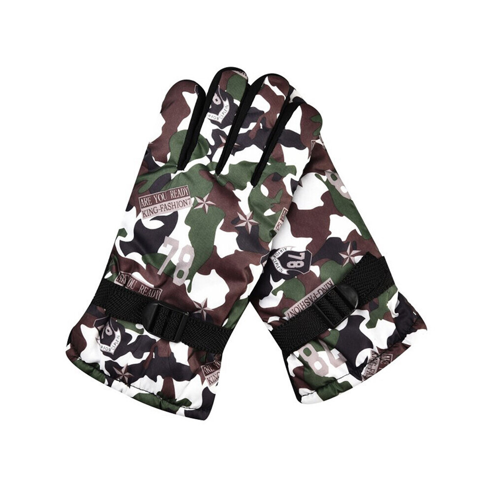 Outdoor Sports Running Motorcycle Ski Fleece Gloves Non-Slip Warm Full Fingers Unisex Winter Thermal Warm Full Finger Gloves Multicoloured 885658042837