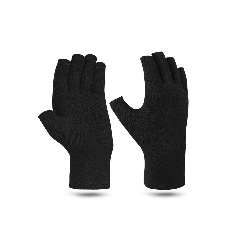 Black (-M) 1Pair Arthritis Gloves Arthritic Joint Pain Relief Hand Gloves Therapy Open Fingers Gloves Winter Warm For Man And Women