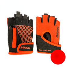 (orange White-S) Bodybuilding Weightlifting Excise Sport Gloves Gym Breathable Anti Slip Gym Fingerless Glove Sports Fitness Glove for Women Men