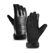 Waterproof Motorcycle Leather Men's Gloves Winter Riding Wrist Plush Thick Ski Windproof Touch Sscreen Warm Outdoor Sports Glove