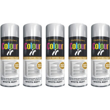 5 x 250ML White Matt Spray AllPurpose Aerosol Spray Metal Wood Plastic