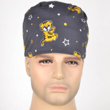 (White-S) unisex scrub hats in with puppy