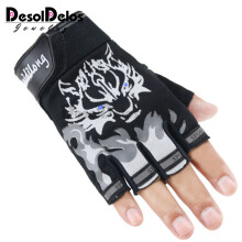 Sport Gloves for Kids Semi-finger Wolf Print Glove Children Mittens Anti-slip Boys Girl Fingerless Gloves for Kid Women Men