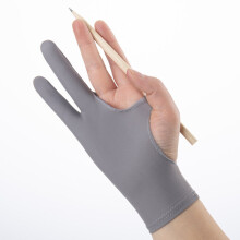 (grey White-L) Artist Drawing Glove for Any Graphics Drawing Table 2 finger Anti-Fouling Both for Right And Left Hand Drawing Gloves 3size