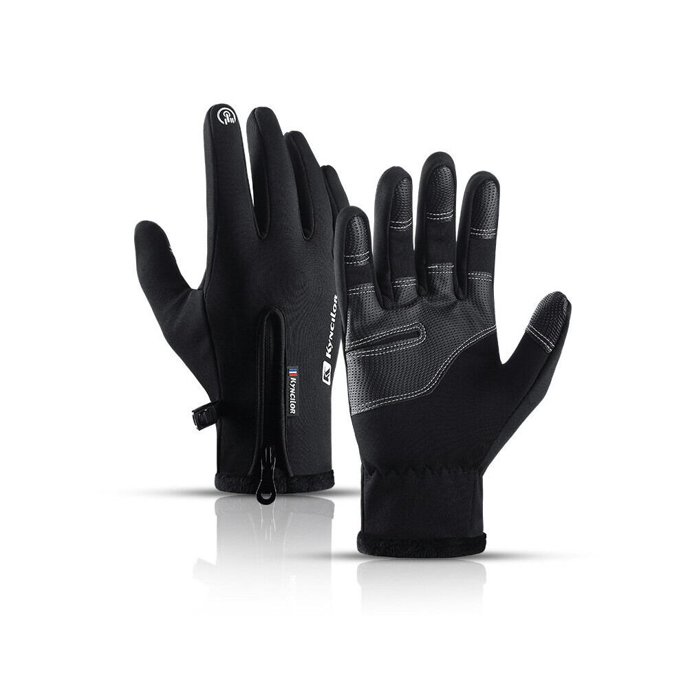 (Black White-M) Arrival Cycling Outdoor Sports Plus Cashmere Warm Men And Women Touch Screen Anti-Slip Motorcycle Bike Cold-Proof Gloves Black,Multicoloured 885658054083