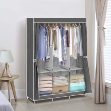 Large Triple Fabric Canvas Wardrobe Clothes Cupboard Hanging Storage