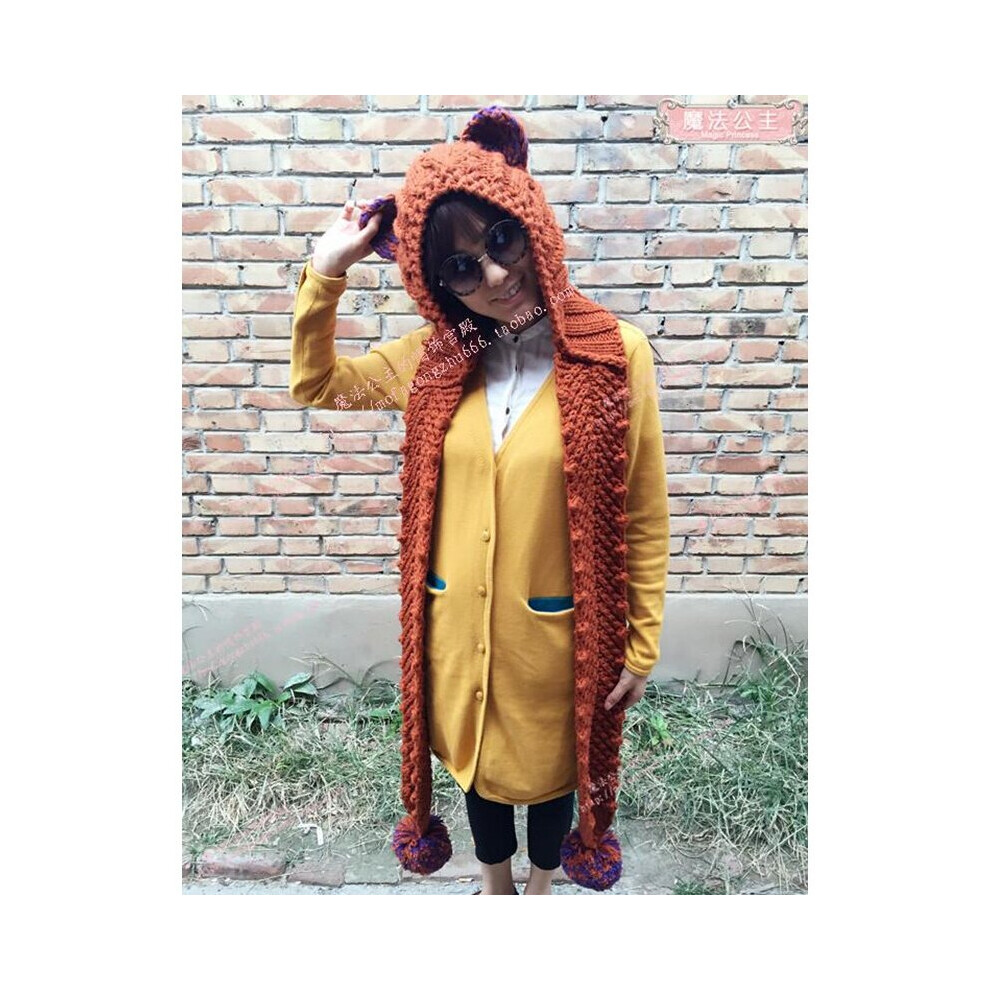 Fashon Cat Ears Scarf Beanie Winter Warm Thick Knitted Hat Christmas Gift-image-OPC-PBQRFDM-NEW