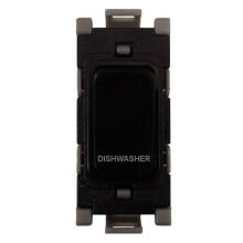 Deta G3556BK Grid Switch 20 Amp DP Black marked 'Dish Washer' (Black)