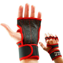 (White-L) Fingerless Gloves Leather Silicone Palm Grip Anti-Skid Hand Wrist Wraps Support Fitness Cycling Women Men Games Sex Gym Gloves