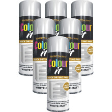 6 x 250ML White Matt Spray AllPurpose Aerosol Spray Metal Wood Plastic