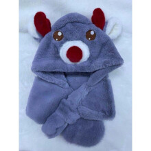 Baby scarf two-piece cartoon boy autumn and winter plush scarf girls thick warm hat children plush hat