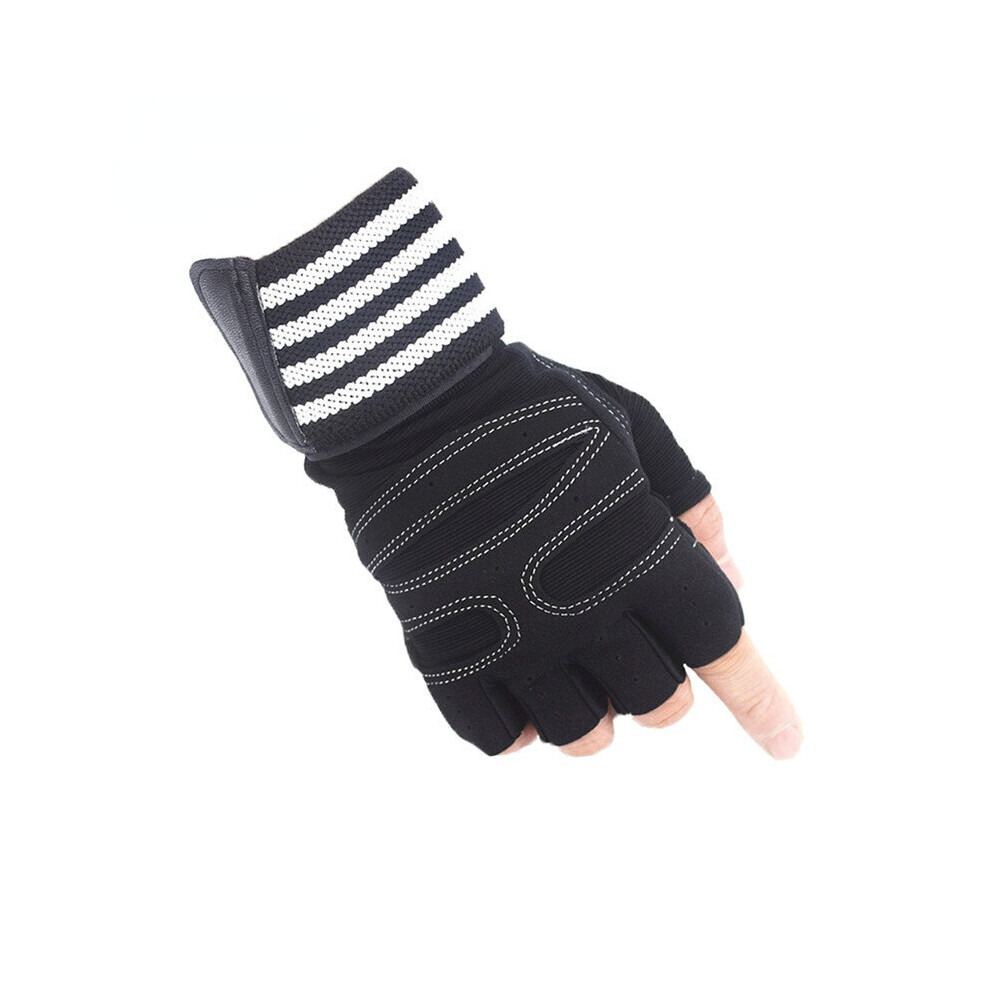 (white Black-L) Weightlifting Gloves Men Women Workout Glove Barbell Gym Fitness Gloves with Wrist Support for Cossfit Training Exercise Protect-image-OPC-PBQRG5V-NEW