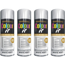 4 x 250ML White Matt Spray AllPurpose Aerosol Spray Metal Wood Plastic