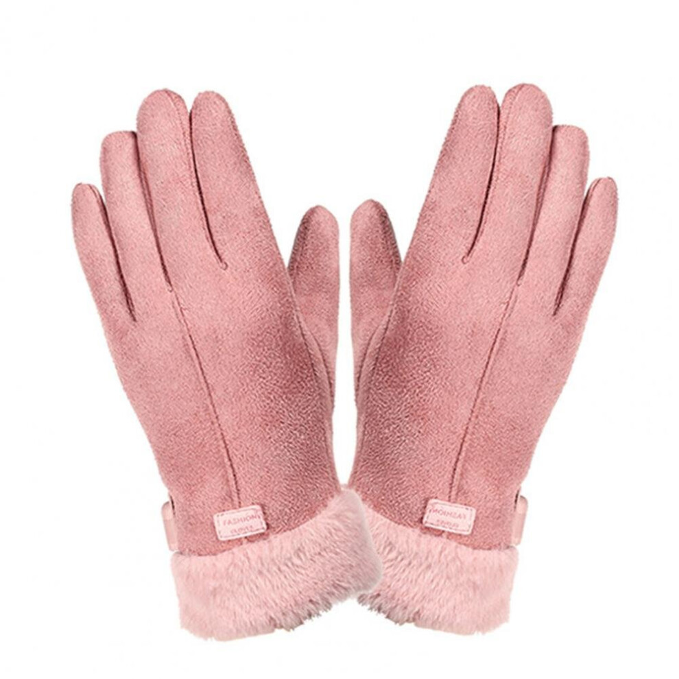 1 Pair Full Finger Solid Cold Resistant Cold Winter Adults Sports Motorbike Bicycle Gloves Heated Gloves For Riding Pink 885658064945