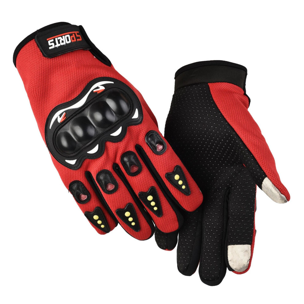 3 Bike Riding Full Finger Motorcycle Gloves Motocross Racing Luvas Guantes Moto Protective Gears Driving Cycling Glove Red 885658065492