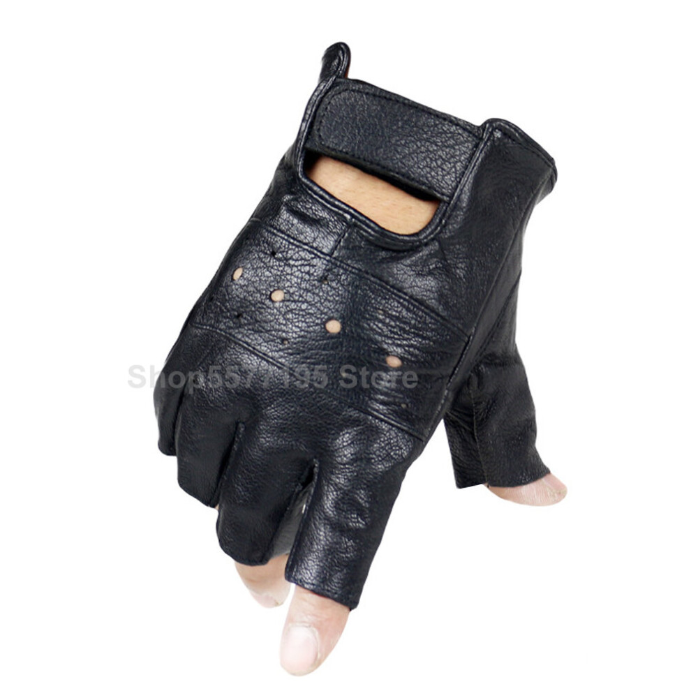 Men Leather Gloves High Slip-Resistant Luvas Half Finger Sheep Leather Fingerless Gloves Gants Moto Multicoloured 885658063955