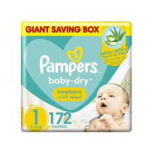 Pampers Baby-Dry Newborn Diaper With Aloe Vera Lotion For Newborn Size 1, 2-5Kg, Pack of 172's