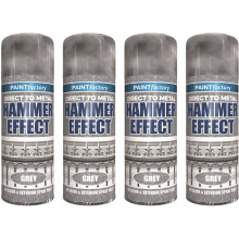 4 x 400ML Grey Hammer Effect sprayPaint Direct Metal Interior Exterior