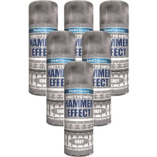 6 x 400ML Grey Hammer Effect sprayPaint Direct Metal Interior Exterior