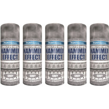 5 x 400ML Grey Hammer Effect sprayPaint Direct Metal Interior Exterior